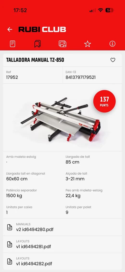 Captura de l'app Club RUBI (2/3)