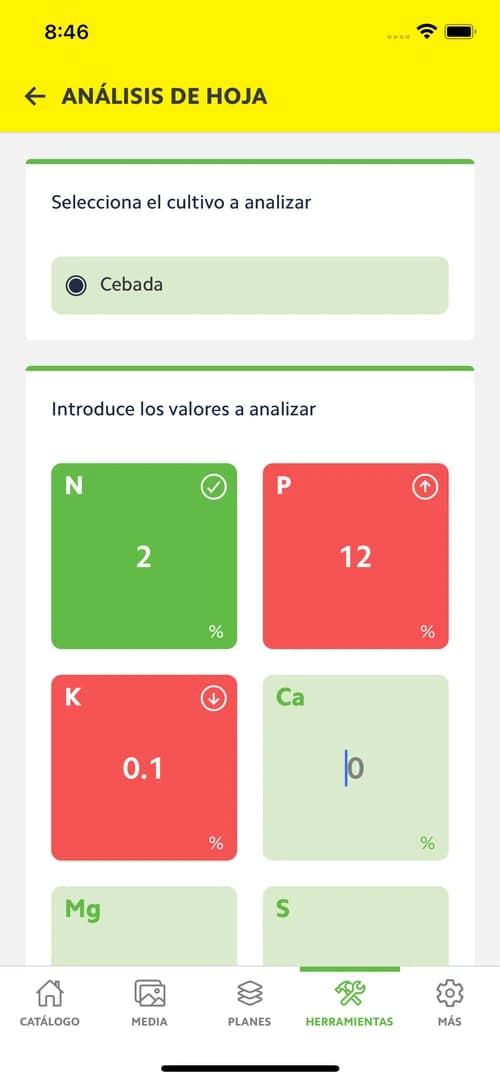 Compo Expert app: leaf analysis