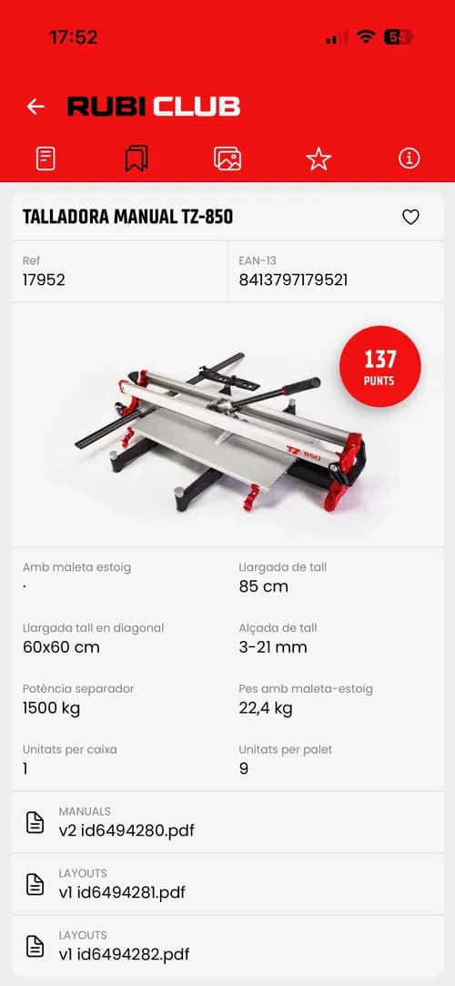 Club RUBI app: product page